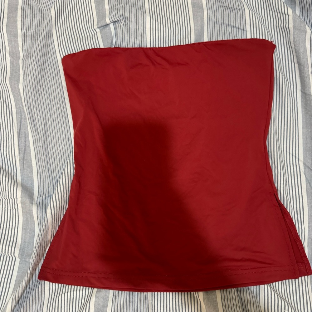 Princess Polly strapless burgundy top